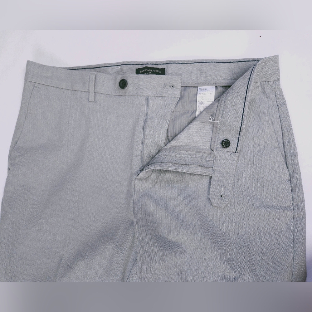 Banana Republic Grey Chevron Slim Tapered Fit Dress Pants 35x34 NWT - Picture 6 of 15